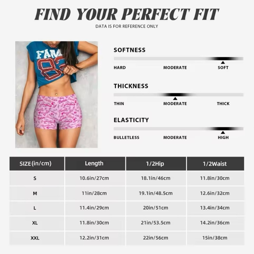 Barbie Athletic Shorts Gym Activewear Yoga Workout Volleyball Shorts - Picture 3 of 4